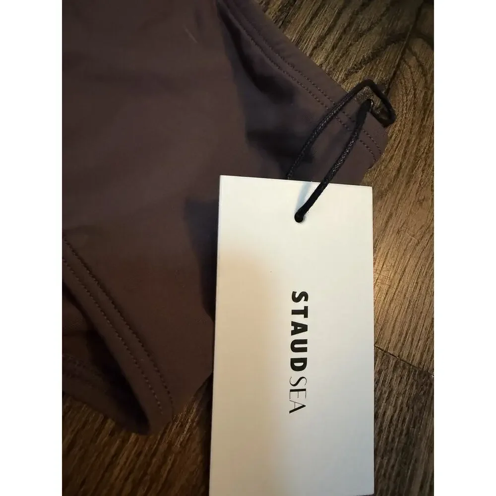 STAUD Devon High Rise Bikini Bottoms Brown Sz M NWT $95